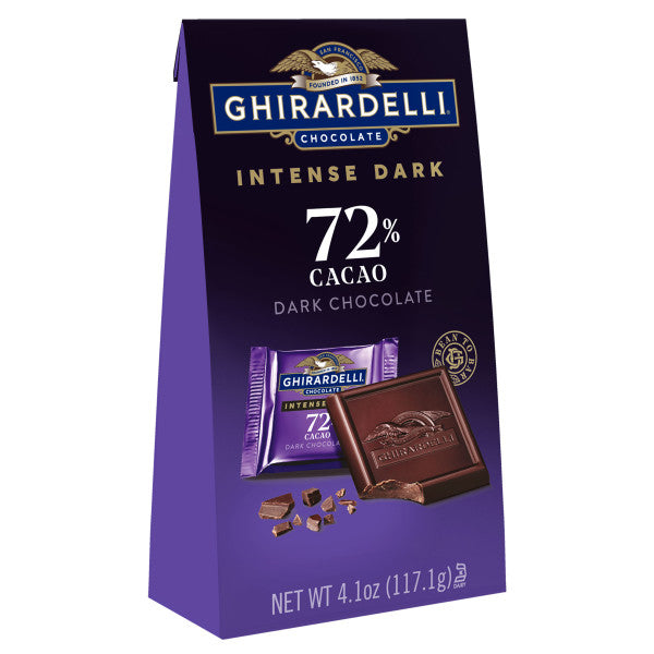 Ghirardelli 72% Cacao Twilight Delight Intense Dark Squares Bag-4.1 oz.-6/Case