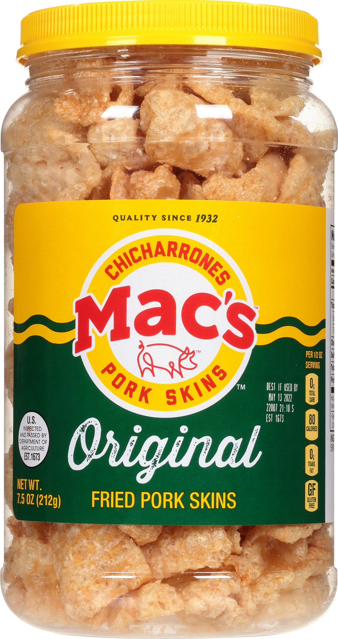 Mac's Pdq Case Mac's Original Pork Skin Canister-7.5 oz.-6/Case
