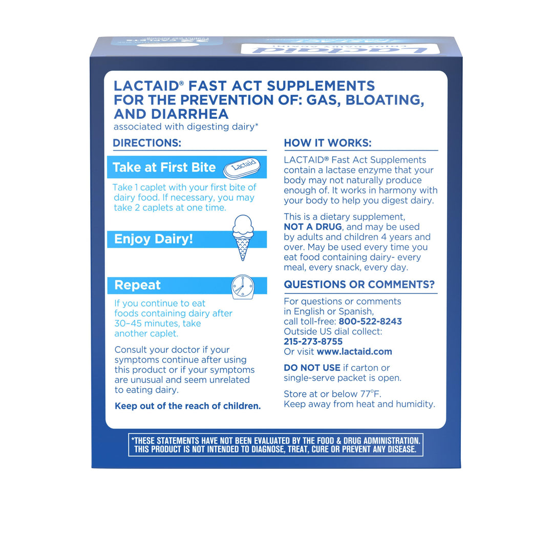 Lactaid Fast Action Caplets-32 Count-3/Box-8/Case