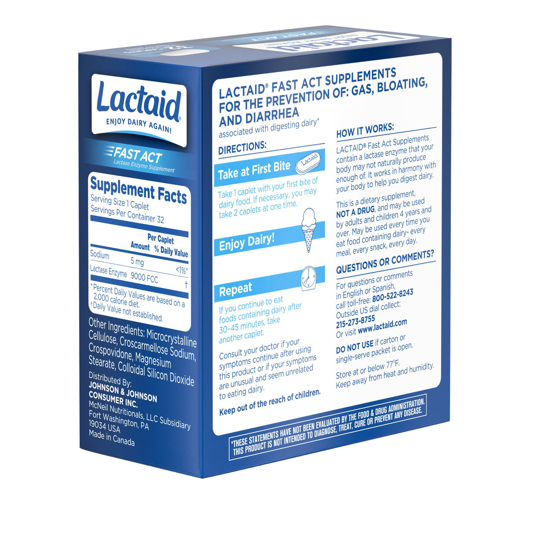 Lactaid Fast Action Caplets-32 Count-3/Box-8/Case