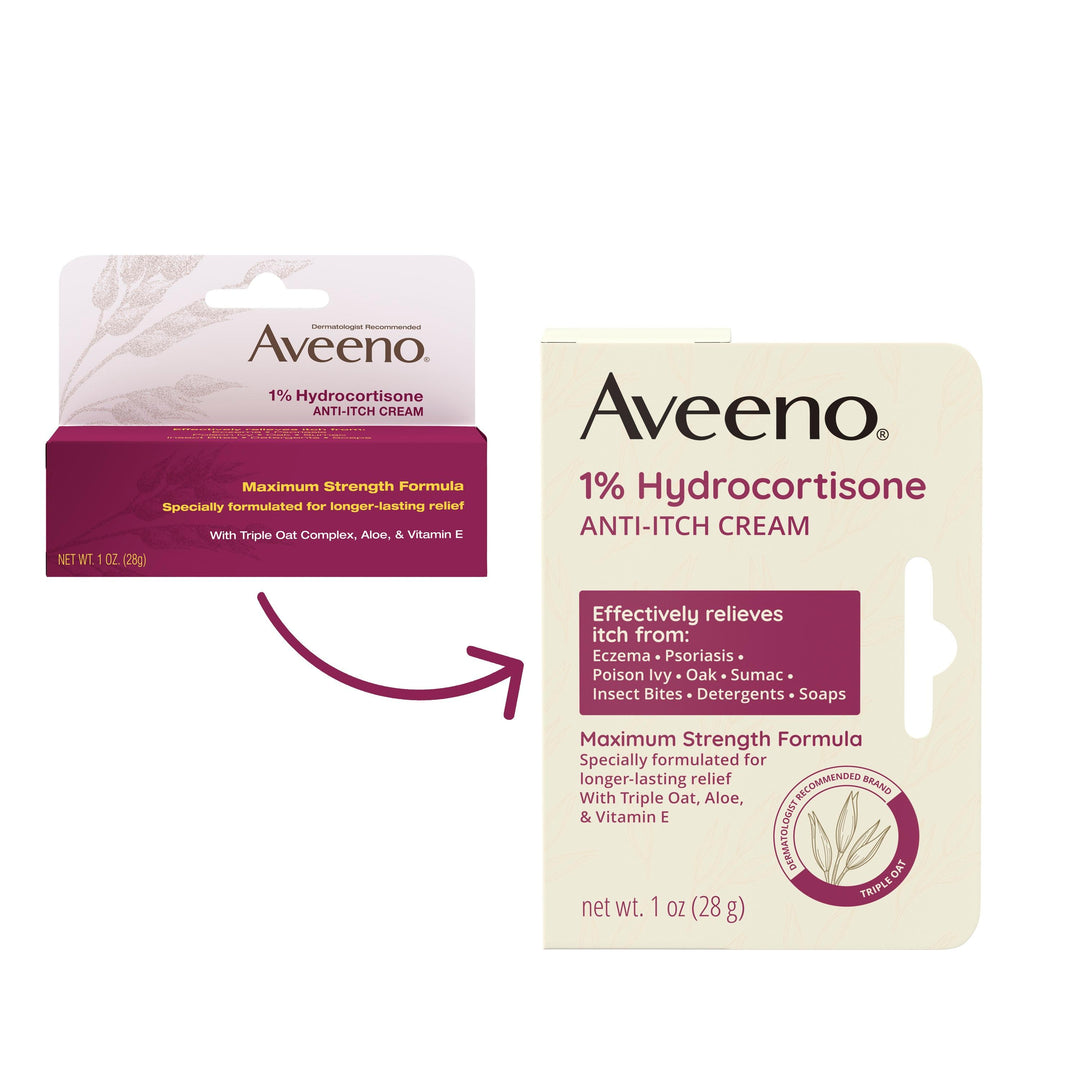 Aveeno Active Naturals Hydrocortisone Anti-Itch Cream-1 oz.-6/Box-4/Case