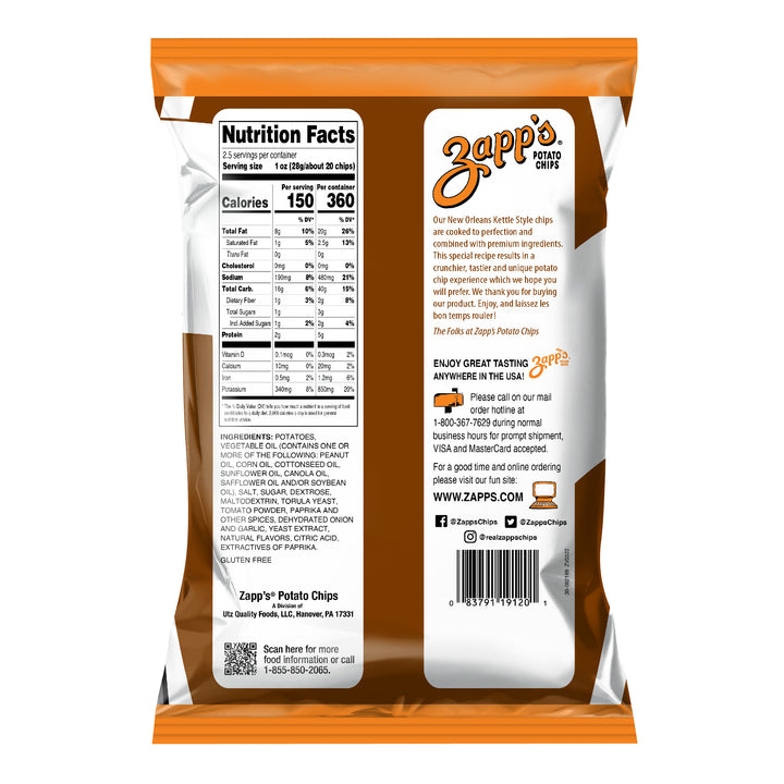 Zapp's Potato Chips Mesquite Bbq Kettle Chips-2.5 oz.-10/Case