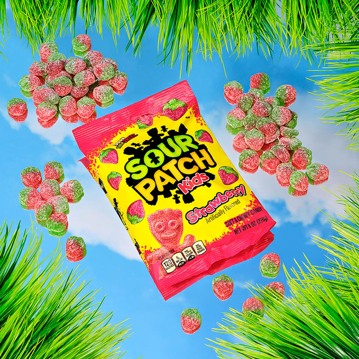 Sour Patch Strawberry Gummy Candy Peg Bag-8 oz.-12/Case