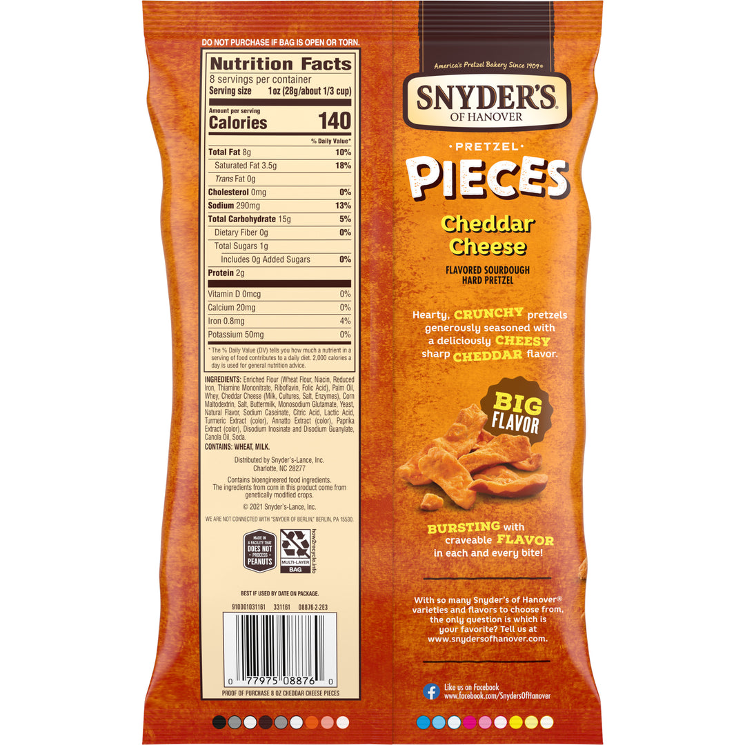 Snyder's Of Hanover Cheddar Cheese Pretzel Pieces-8 oz.-6/Case