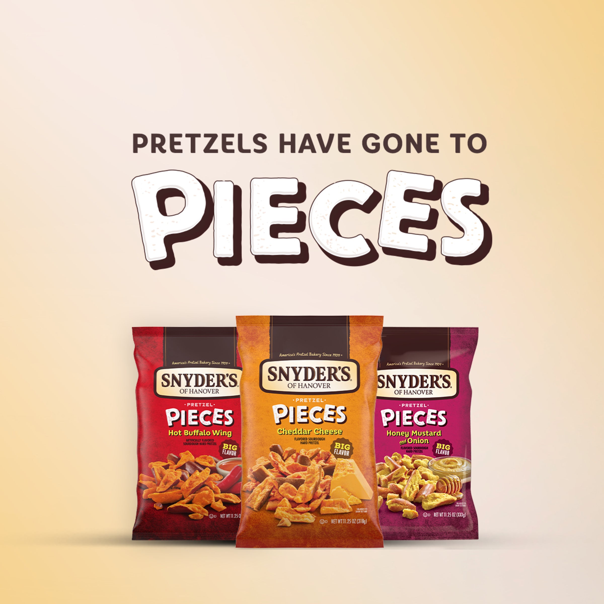 snyder's honey mustard & onion pretzel pieces 22 oz