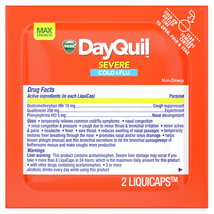 Vicks Dayquil Severe Multi Symptom Box-2 Count-32/Box-12/Case