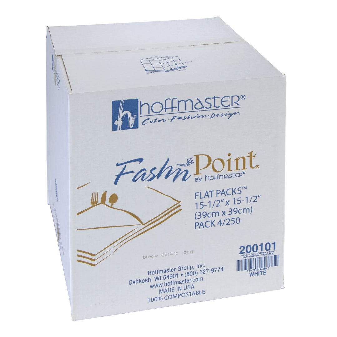 Hoffmaster Fashnpoint Flat Pack 15.5 Inch X 15.5 Inch White Point To Point Embossed Ultra Ply White Napkin-250 Each-4/Case