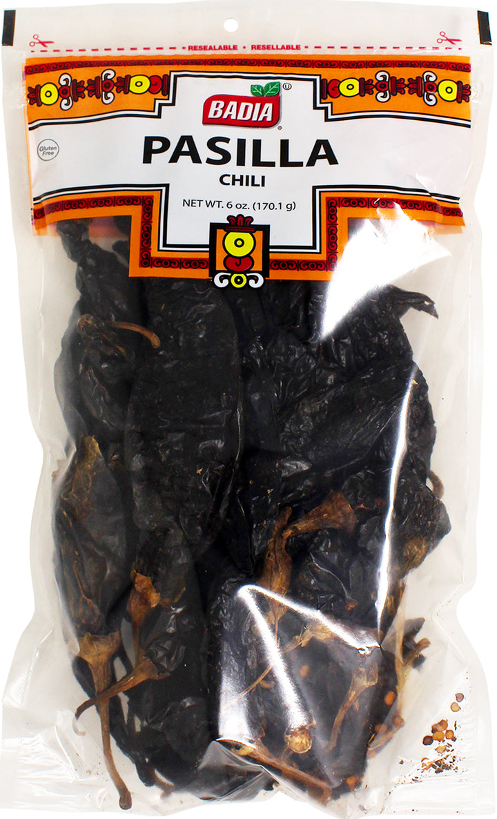 Badia Pasilla Chili Peppers-Negro Largo--6 oz.-12/Case