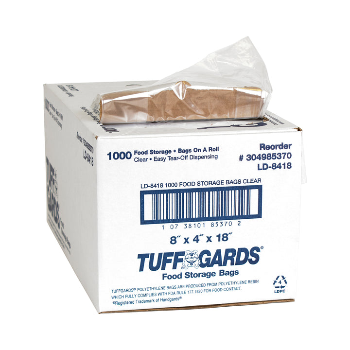 Tuffgards Bag Low Density Poly Roll Pack 8X4x18 1.2Ml.-500 Each-500/Box-2/Case