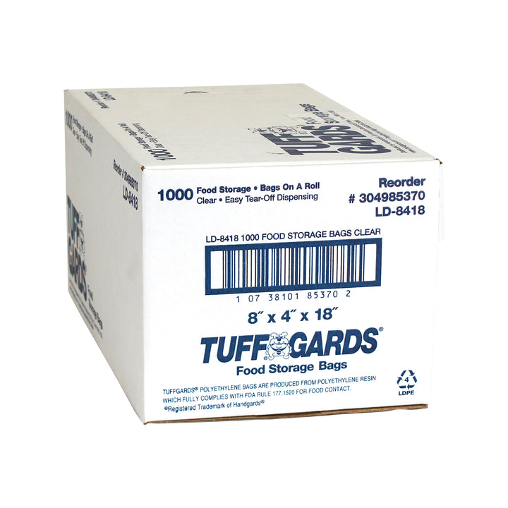 Tuffgards Bag Low Density Poly Roll Pack 8X4x18 1.2Ml.-500 Each-500/Box-2/Case