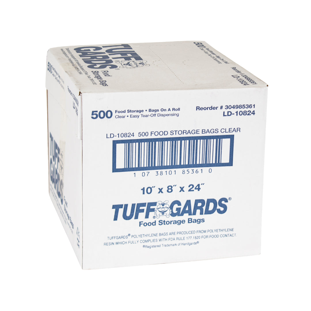 Tuffgards 10 Inch X 8 Inch X 24 Inch 1.2Ml Roll Pack Clear Food Storage Bag-500 Each-500/Box-1/Case