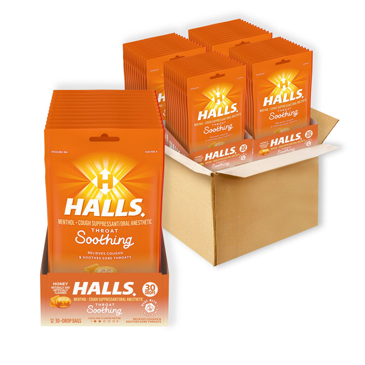 Halls Honey Cough Drops-30 Count-12/Box-4/Case