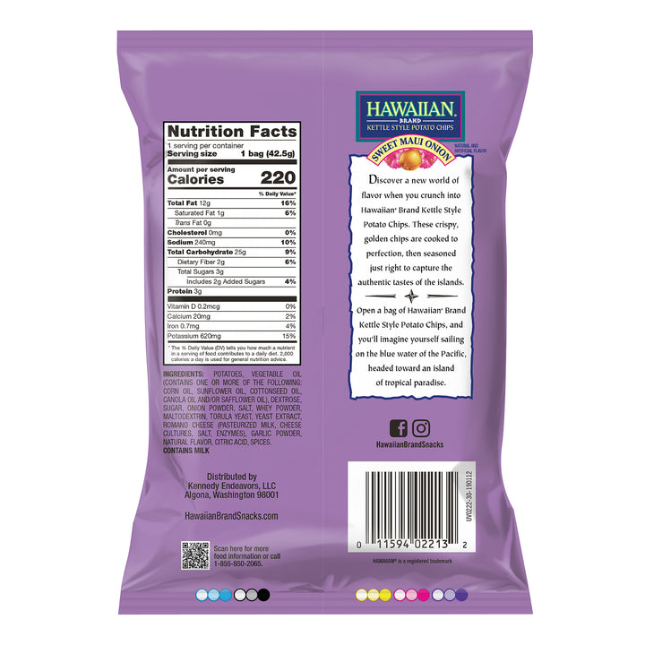 Utz Maui Onion Kettle Chips-1.5 oz.-48/Case