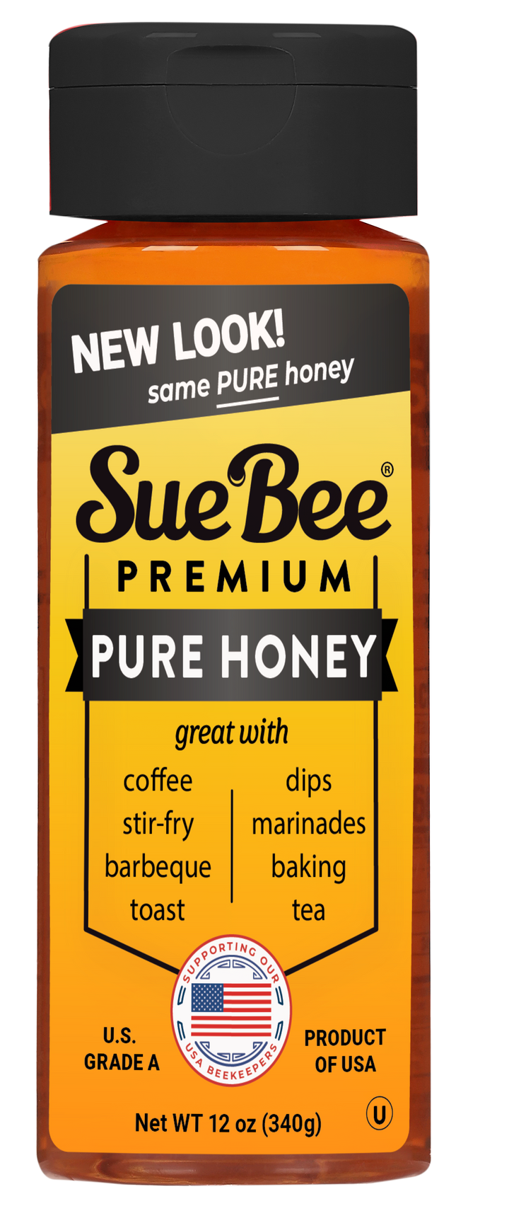 Sue Bee Cylinder Honey Bottle-12 oz.-12/Case