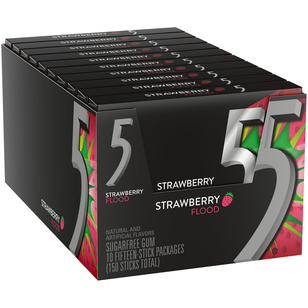 Five Sour Strawberry Gum-15 Piece-10/Box-12/Case