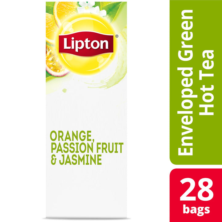 Lipton Hot Green With Orange Passion Fruit And Jasmine Tea Bags-28 Count-6/Case