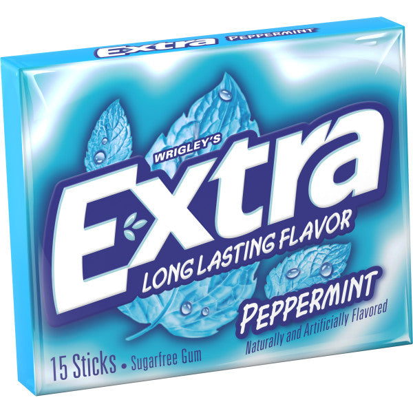 Extra Single Serve Peppermint Gum-15 Piece-10/Box-12/Case