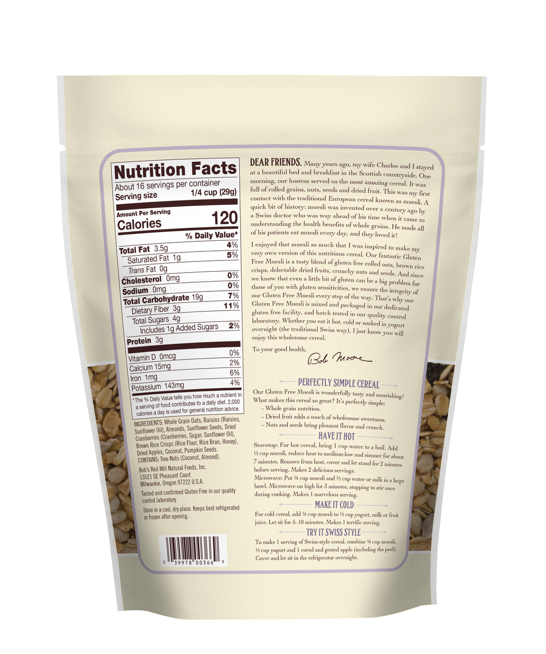 Bob's Red Mill Natural Foods Inc Gluten Free Muesli-16 oz.-4/Case