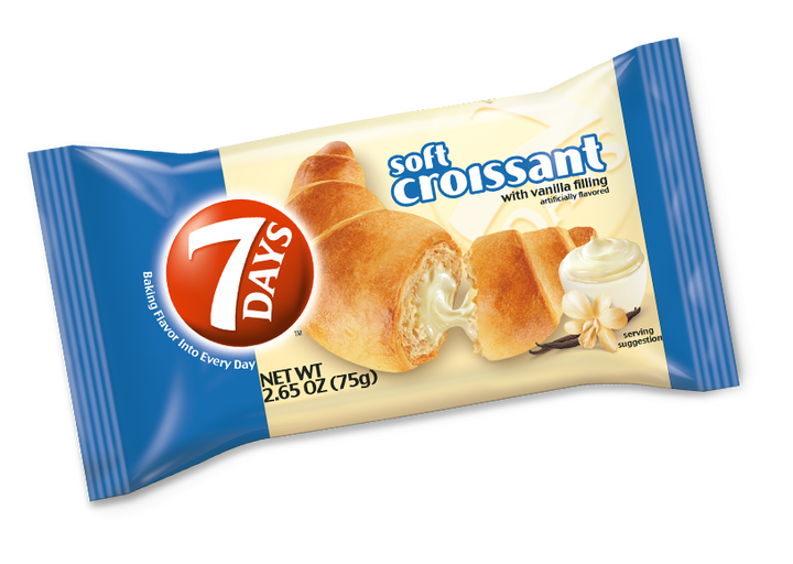 7 Days Single Serve Vanilla Croissant Tray-2.65 oz.-6/Box-4/Case