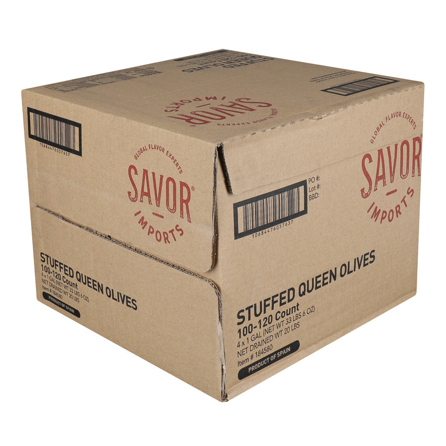 Savor Imports Stuffed Queen Olives-100-120 Count-Bulk-1 Gallon-4/Case