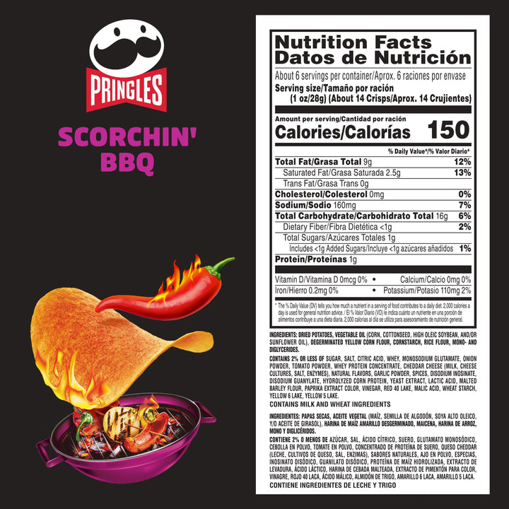 Pringles Scorchin Barbecue Potato Crisp-5.5 oz.-14/Case