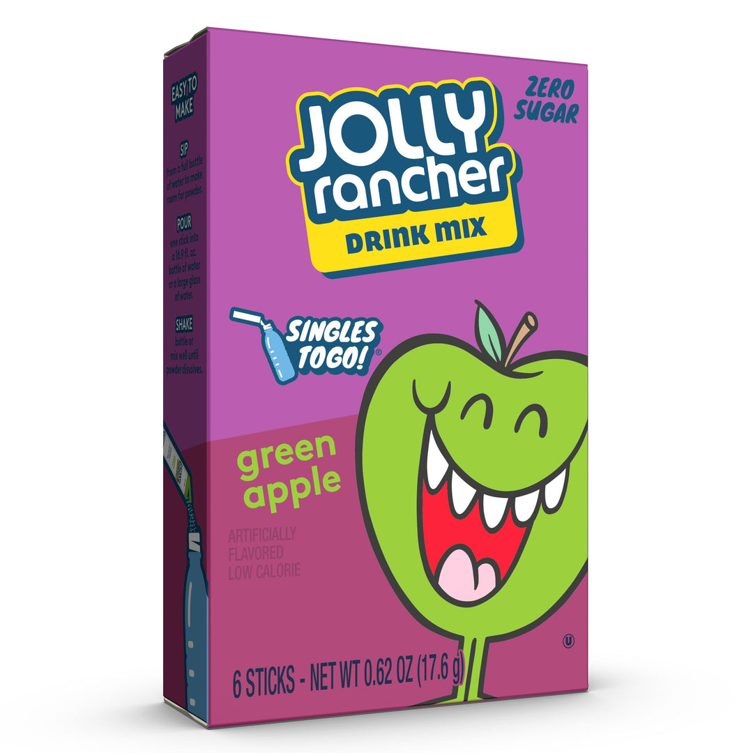 Jolly Rancher Green Apple Low Calorie Drink Mix Singles To Go-6 Count-12/Case