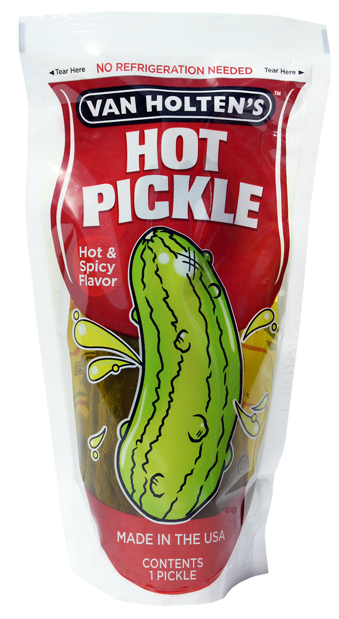 Van Holten's Large Hot And Spicy Pickle Whole Single Serve Pouch-1 Each-12/Case