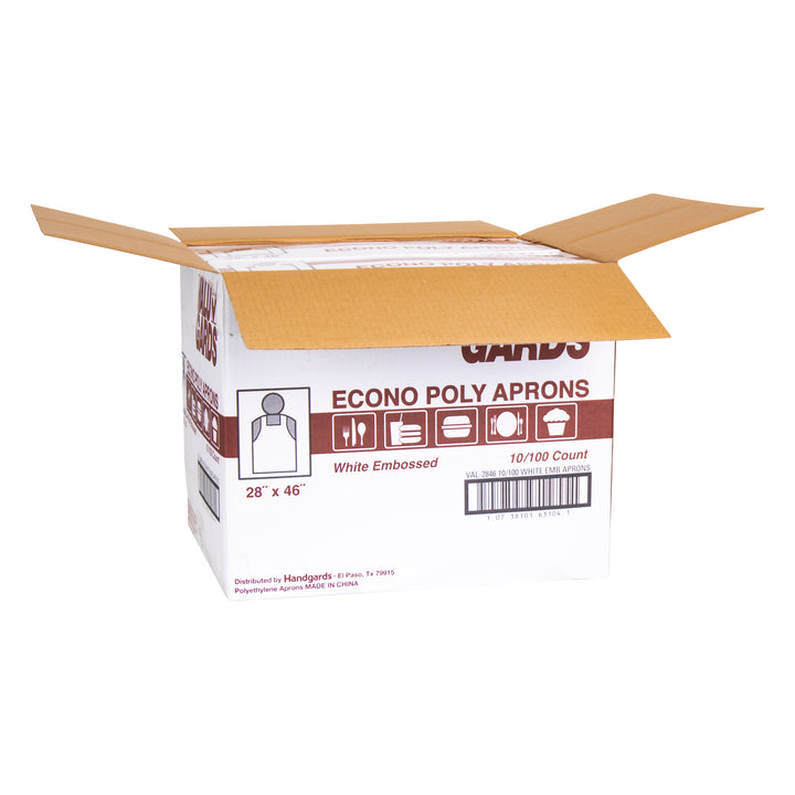 Valugards Apron Economy Poly White Embossed Light Duty 28X46-100 Each-100/Box-10/Case