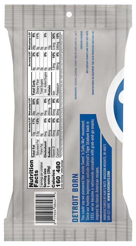 Second Nature Salted Cashews 3 oz.-3 oz.-12/Case