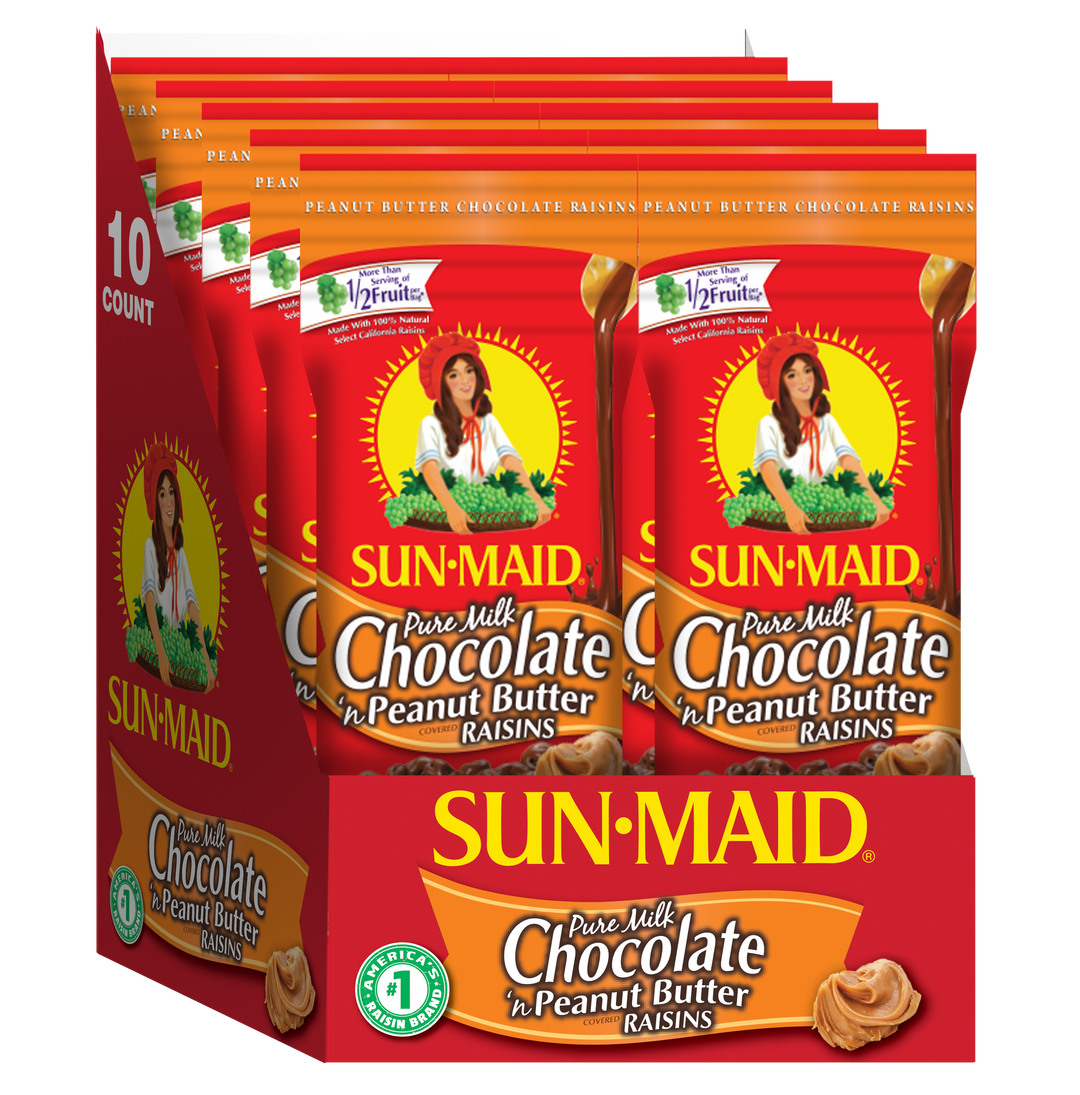 Sunmaid Peanut Butter & Milk Chocolate Raisins-2 oz.-10/Box-4/Case