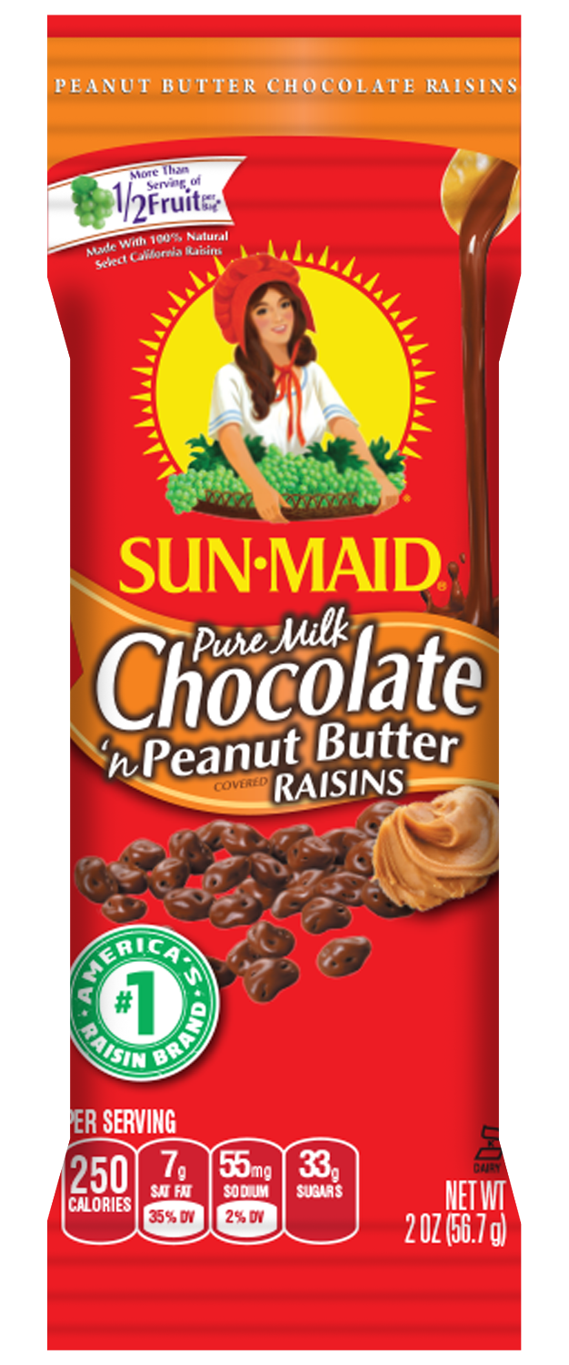 Sunmaid Peanut Butter & Milk Chocolate Raisins-2 oz.-10/Box-4/Case
