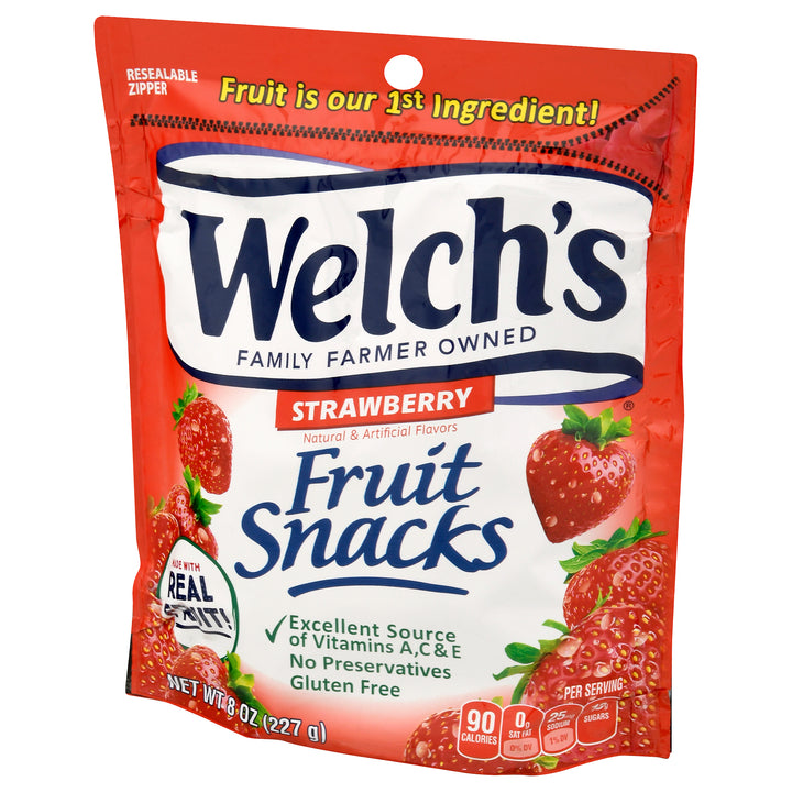 Welch's Fruit Snacks Strawberry Resealable-8 oz.-9/Case