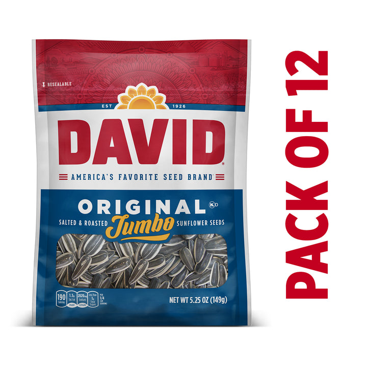 David Roasted And Salted Original Jumbo Sunflower Seeds-5.25 oz.-12/Case