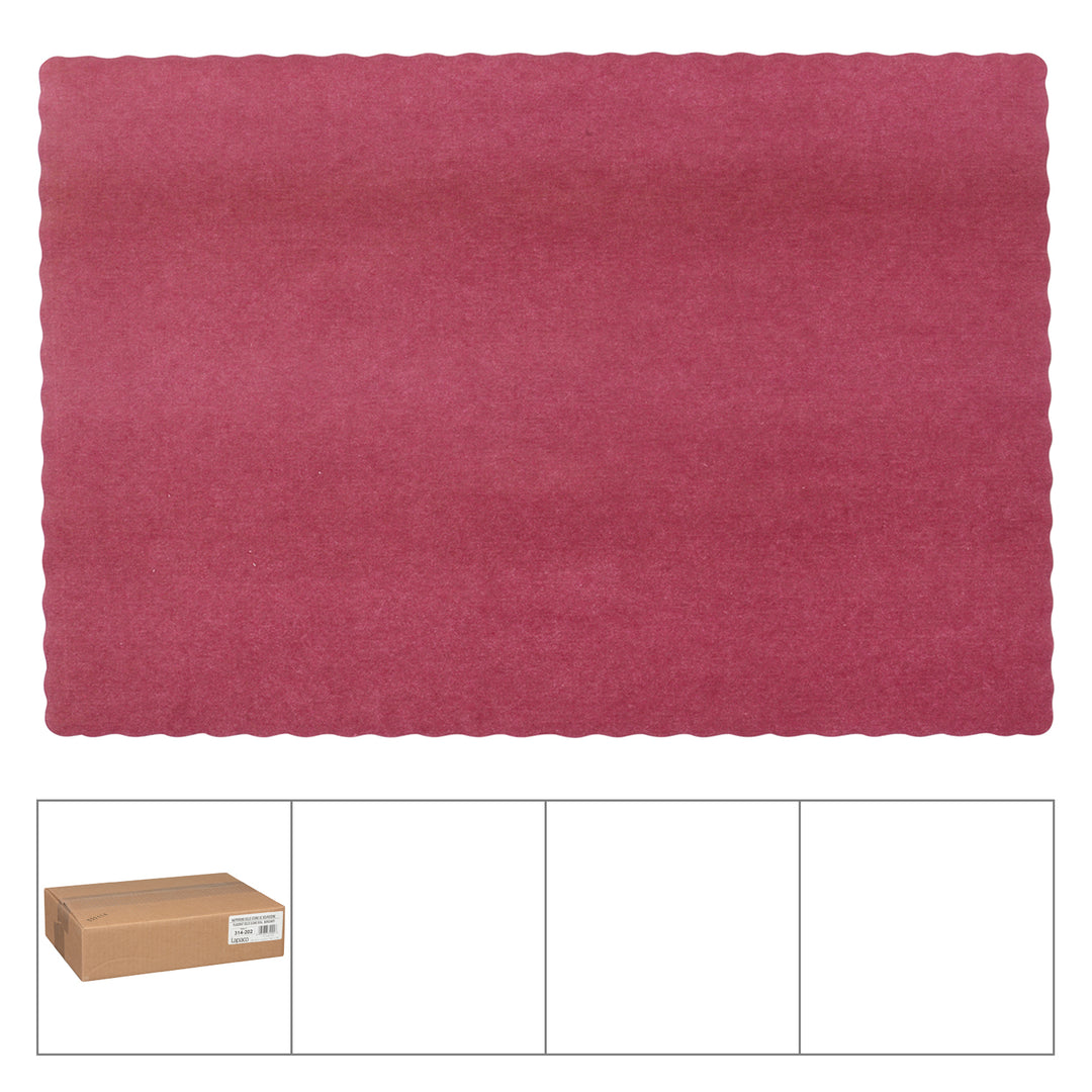 Lapaco Econo-Scalloped-Solid Colored-Burgundy Placemat-1000 Each-1/Case