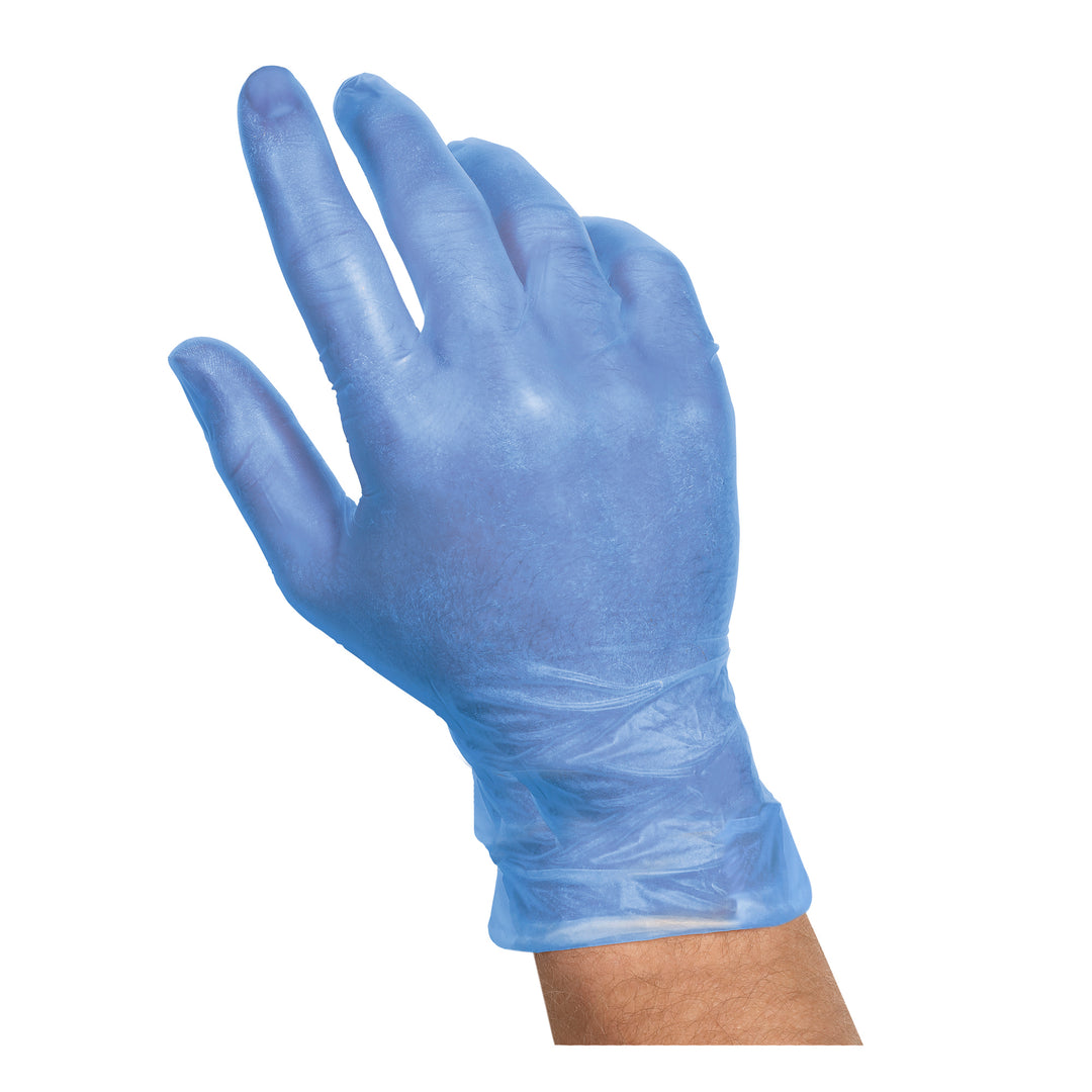 Valugards Vinyl Blue Powder Free Large Glove-100 Each-100/Box-10/Case