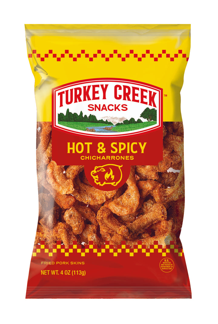 Turkey Creek Box Of Hot Pork Skins-4 oz.-12/Case