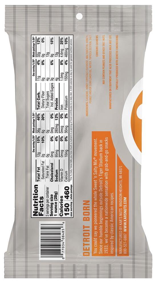 Second Nature Honey Roasted Cashews 3 oz.-3 oz.-12/Case