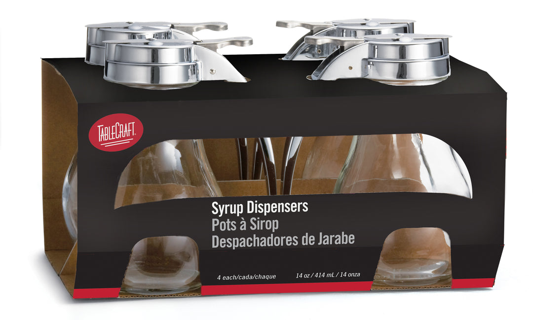 Tablecraft Dispenser Syrup Teardrop Glass 1-4 Count-4/Case