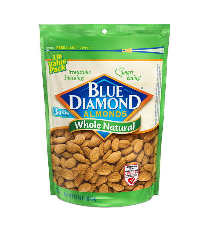 Blue Diamond Almonds Almonds Whole Natural 16 oz.-16 oz.-6/Case