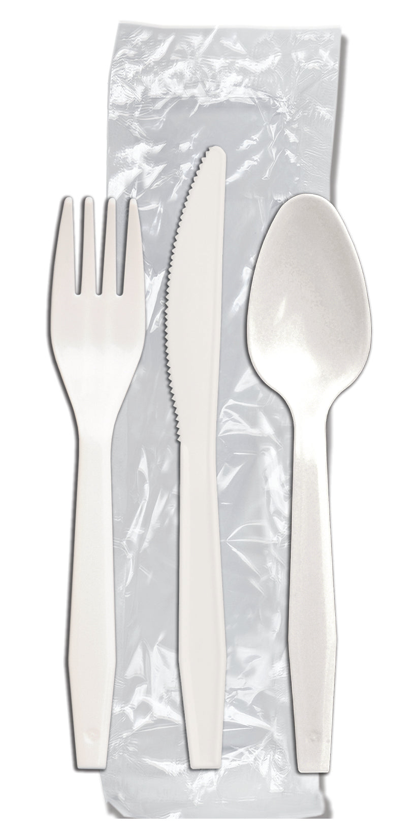 D & W Fine Pack Senate Fork-Knife-And Teaspoon Individually Wrapped White Cutlery Kit-250 Each-250/Box-1/Case