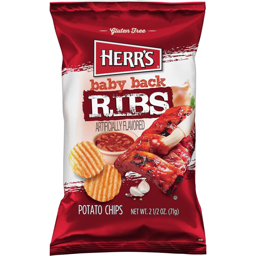 Herr's Baby Back Ribs Chips-2.5 oz.-24/Case