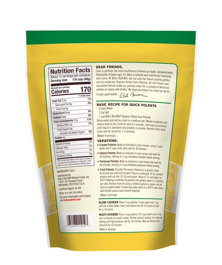 Bob's Red Mill Natural Foods Inc Organic Yellow Corn Polenta-24 oz.-4/Case
