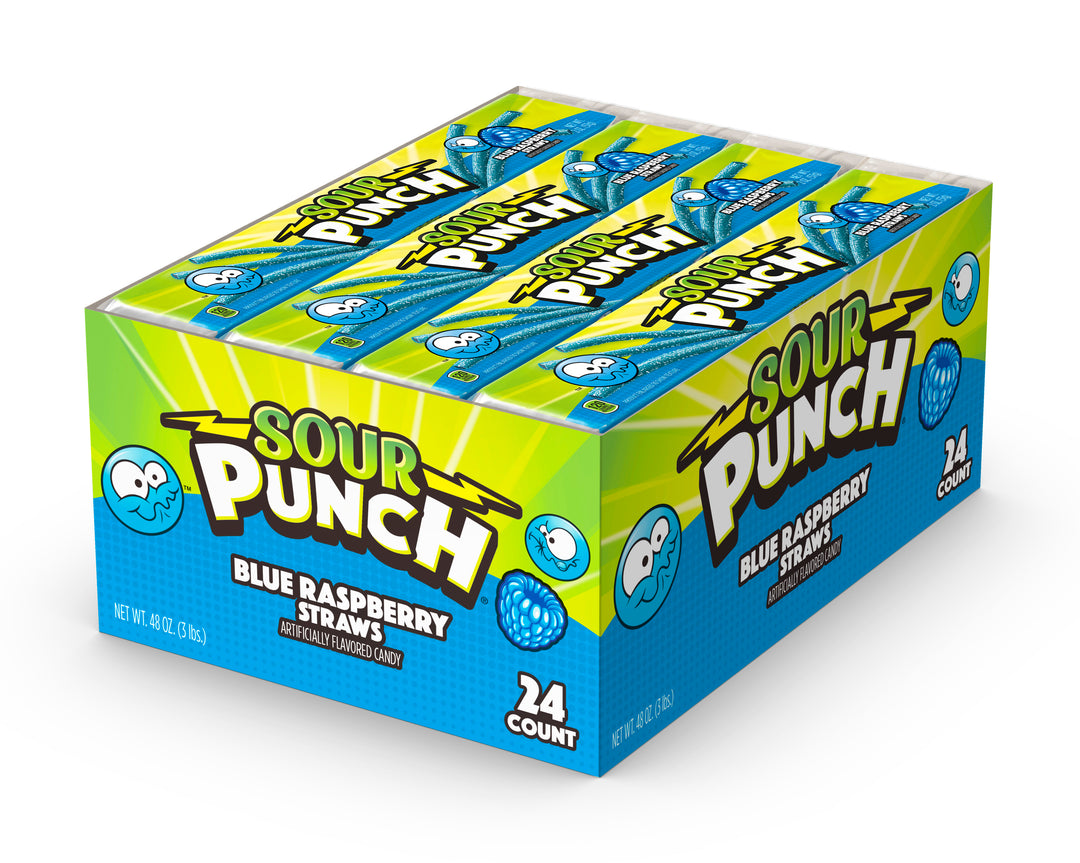 Sour Punch Blue Raspberry Straws-2 oz.-24/Box-12/Case