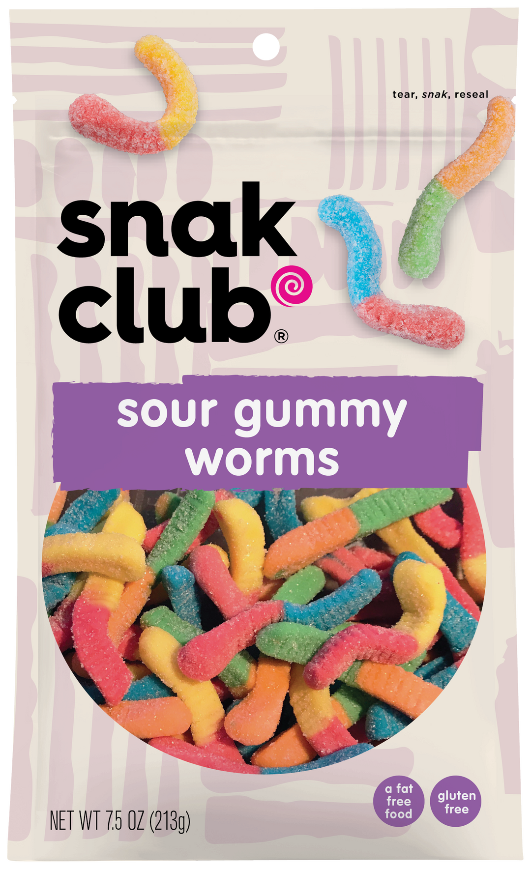 Snak Club Century Snacks Sour Worms-0.465 lb.-6/Case