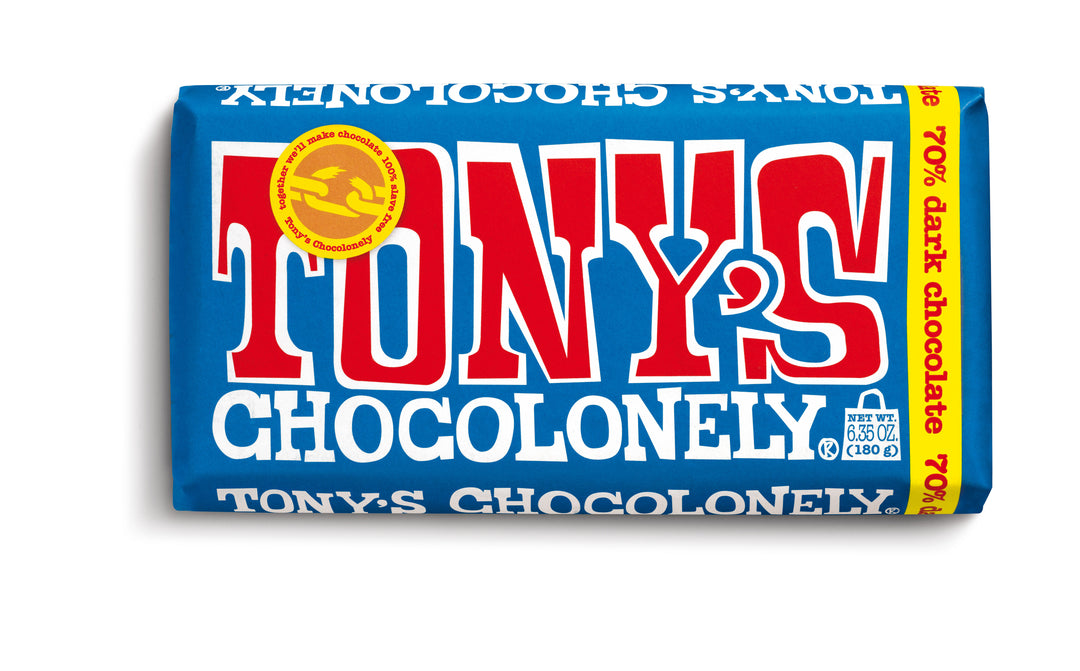 Tony's Chocolonely 70% Dark Chocolate Bar-6.35 oz.-15/Case