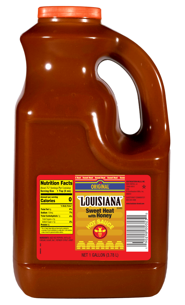 Louisiana Hot Sauce Sweet Heat With Honey Hot Sauce Bulk 4/1 Gal.