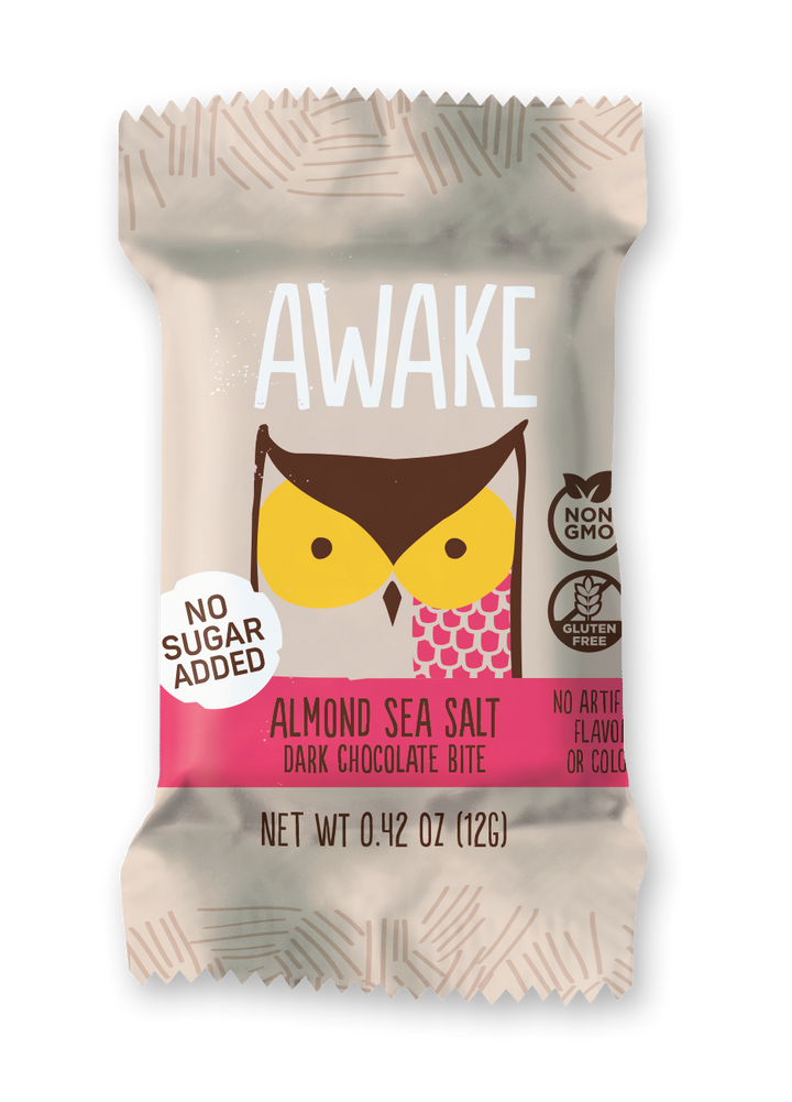 Awake Chocolate Dark Chocolate Almond Sea Salt Bites-0.42 oz.-50/Box-6/Case