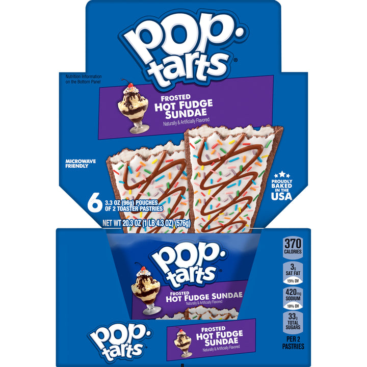Kellogg's Pop-Tarts Frosted Open & Fold Display Hot Fudge Sunday Pastry-3.3 oz.-6/Box-12/Case