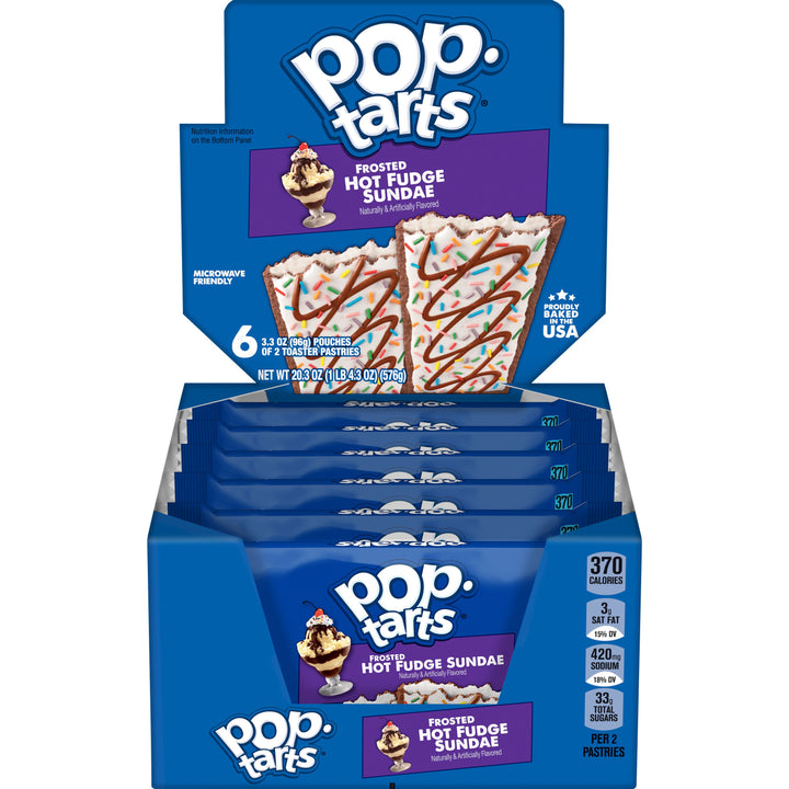 Kellogg's Pop-Tarts Frosted Open & Fold Display Hot Fudge Sunday Pastry-3.3 oz.-6/Box-12/Case