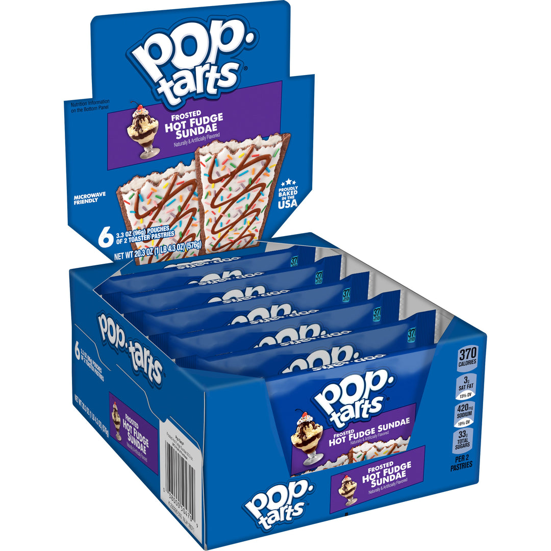 Kellogg's Pop-Tarts Frosted Open & Fold Display Hot Fudge Sunday Pastry-3.3 oz.-6/Box-12/Case